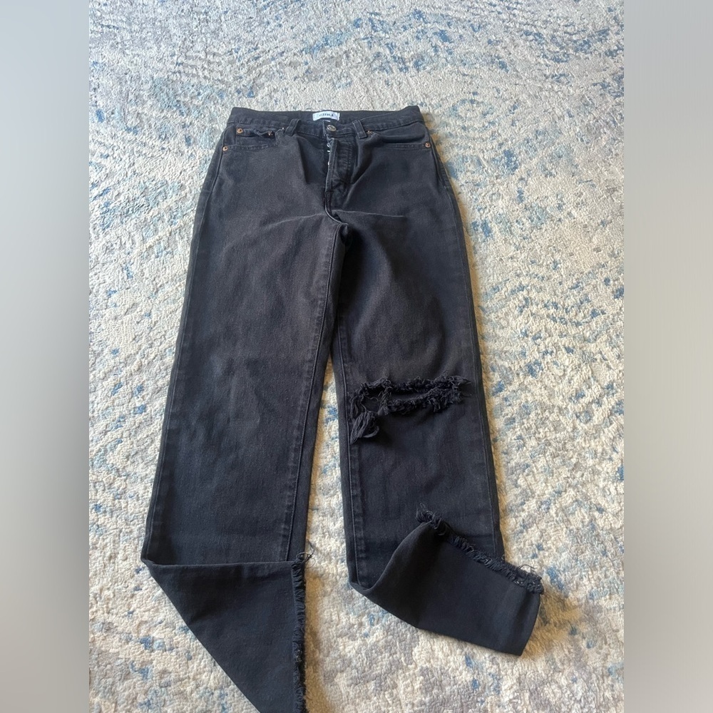 Pistola black wash distressed straight leg jeans size 26